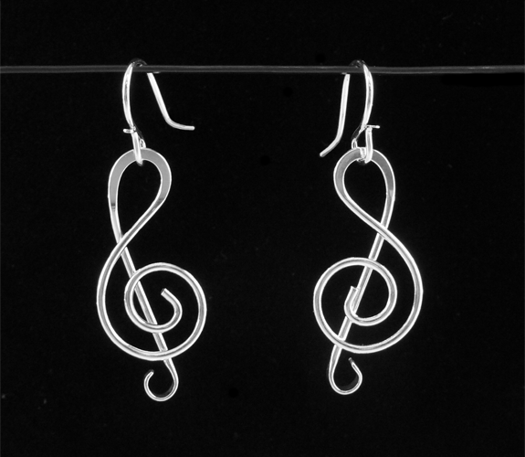 Mark Steel - Sterling Silver Treble Clef Earrings